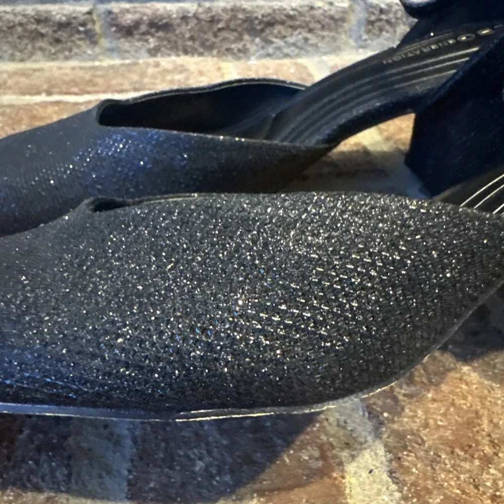 BCBGeneration Rola Shimmery Block Heel Pump Women's Black Size 9M #502